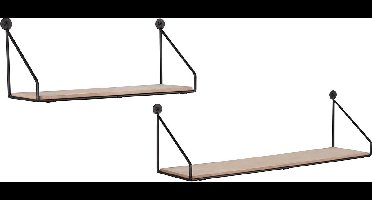 Wandrek - Wandplanken - Torna Anap - 2-delig - Zwart - Hout - Metaal