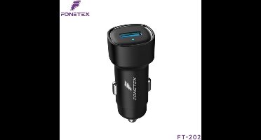 FoneTex 18W Autolader - Auto Lader - USB-A (18W) - Quick Charge 3.0 - Snellader - Auto Oplader - Universeel - Zwart