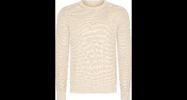 Mario Russo Waffle Pullover - Trui Heren - Sweater Heren - Beige/Ecru - XXL