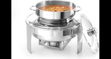 HENDI Ronde soep chafing dish – spiegelglans – 10L – roestvrij staal – met handgrepen en lepeluitsparing