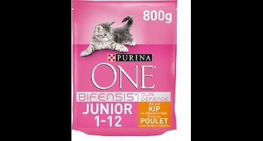 5xPurina ONE Junior - Kattenvoer - Kip & Volkoren Granen - 800g