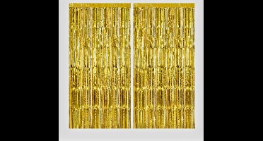 2 x Glittergordijn Goud | Feestgordijn | Folie Gordijn | Goud Feest Versiering | Deurgordijn goud | Backdrop | Glitter Gordijn Verjaardag | Valentijn | Goud | 100x200 cm | 2 Stuks