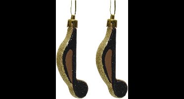 6x Kerstboomhangers gouden achtste muzieknoten 7 cm kerstversiering - Gouden kerstversiering/boomversiering