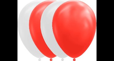 10 Ballonnen 12" Rood / Wit - Versiering Feestdecoratie Decoratie Verjaardag Jubileum Thema Feest Ballon
