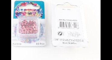 Scrapbooking Eyelet Ster  8mm 50 stuks Roze Diameter gat 2.2mm