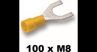 Cimco geïsoleerde vorkkabelschoen recht geel 4-6mm2 - gat M8 per 100 stuks (180166)