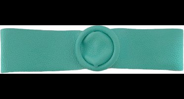 Turquoise Brede Leren Riem Ronde Gesp - Taille Riem - Leer Leder - Brede Dames Riemen Ceinturen - Turquoise
