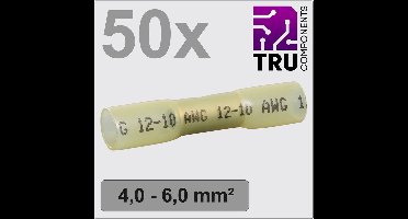 TRU COMPONENTS TC-12888412 Stootverbinder Met krimpkous 4 mm² 6 mm² Volledig geïsoleerd Geel 50 stuk(s)