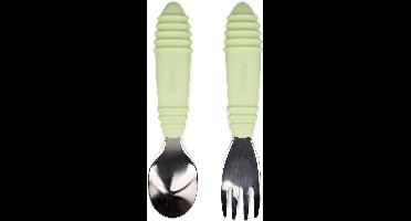 Bumkins - kinderbestek 2-delig, lepel en vork - rvs en siliconen - sage