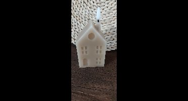LED kaars huis S beige 5x6x14cm