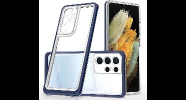 Helder - 3in1 - hoesje voor Samsung Galaxy S22 Ultra, gelcover met frame, blauw