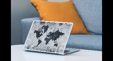 Laptop sticker - 10.1 inch - Wereldkaart - Bloemen - Vintage - 25x18cm - Laptopstickers - Laptop skin - Cover