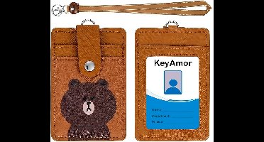 Lanyard Sleutelhanger met Kaarthouder - Keycord Badgehouder - Bruine Nekkoord Pashouder - Keykoord - Beer Design Badge en Kaart Houder - Pasjes Sleutels Koord - Nek Sleutelkoord - Universeel ID Pashouder