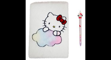 Hello Kitty Plush Geschenksetje met een Notitieboek + Pen (uitwisbaar) (24x2,6x2,6 cm)
