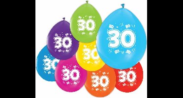 24 Ballonnen 12″ 2 Zijdig bedrukt 30 jaar - Versiering Slinger Feestdecoratie Decoratie Verjaardag Jubileum Ballon Feest