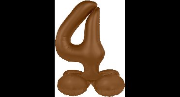Folat Original - Staande folieballon Cijfer 4 Chocolate Brown - 72 cm