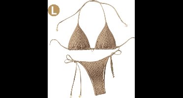 Bovista Bikini Dames - Meisjes Bikini - Badpak - Push Up - Vrouwen Badkleding - Zwemmen - Sexy Set - Top & Broekje - Koffiekleur - Maat L