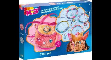 K3 Totum 2 in 1 knutselset zeemeermin 4 armbandjes maken en handtasje 15 x 13 cm versieren 300 delig Studio 100 creatief speelgoed meisjes junior cadeautip