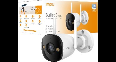Imou Bullet 3 3K - Beveiligingscamera Buiten - 3K UHD Beeldkwaliteit - WIFI 6 Ondersteuning - Smart Color Night Vision - AI Persoons -En Voertuigendetectie - IP67 Weerbestendig - Ingebouwde Spotlight - Ingebouwde microfoon en luidspreker 110dB Sirene