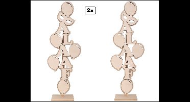 2x Alaaf deco van hout 50cm x 19cm - Ongeschilderd - Raam decoratie Sinterklaas thema feest verjaardag fun