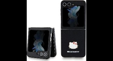 Hello - Kitty - Metalen Logo Kitty Head case voor Samsung Galaxy Z Flip - 5 - zwart