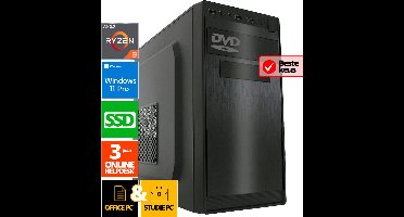 Budget Office PC - Ryzen 3 - 500GB SSD - 16GB RAM - Radeon Vega 8 - Windows 11 Pro + WiFi & Bluetooth