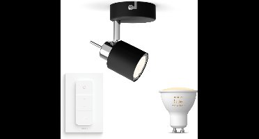 Philips Hue Meranti Opbouwspot (Zwart) - Warm tot Koelwit Licht - Incl. Hue Dimmer Switch - Wandspot of Plafondspot met 1 Lichtpunt - GU10 - Hue White Ambiance