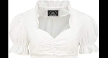 Haus Huberts Dirndl Blouse - Wit - Met Rucheskraag - Dames - Maat 4XL