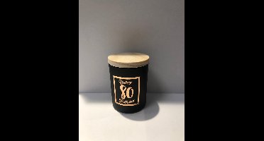 Geurkaars klein roze/zwart - 80 jaar