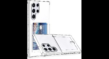 hoesje Geschikt voor Samsung S22 Ultra hoesje met pasjeshouder transparant Shock proof case met Kaarthouder - Samsung Galaxy S22 Ultra hoesje transparant - Samsung S22 Ultra pasjeshouder hoesje - Kaarthouder - Hoesje