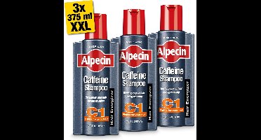 Alpecin Cafeïne Shampoo C1 3x 375ml | Voorkomt en Vermindert Haaruitval | Natuurlijke Haargroei Shampoo voor Mannen