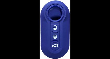 Siliconen Sleutelcover - Navy Blauw Sleutelhoesje Geschikt voor Fiat 500 / 500L / 500X / 500C / Panda / Punto / Stilo - Sleutel Hoesje Cover - Auto Accessoires