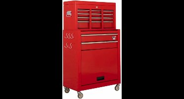 Topgear Gereedschapswagen - 14 laden - Gelagerde laden - TPR-zwenkwielen - Rood