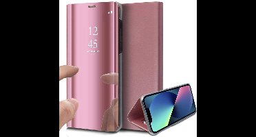Hoesje geschikt voor iPhone 13 - Spiegel Book Case - Roze