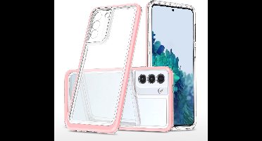 Hoesje Geschikt Voor Samsung Galaxy S20 FE hoesje transparant cover met bumper Rose Goud - Ultra Hybrid hoesje Hoesje Geschikt Voor Samsung Galaxy S20 FE case