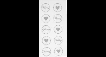 Stickers, hart - bruiloft, d 25 mm, vel 7,8x15,5 cm, zwart, 2 div vellen