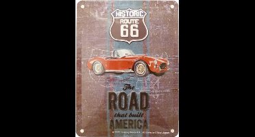 Wandbord - 15 x 20 cm - Historic US Route 66 - Ford Shelby Cobra