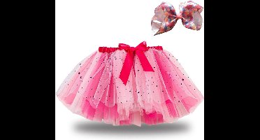 Roze meisjes tutu rok - tule meisjes rok - Pailletten Pink kleuren meisjes rok - maat 74-80-86 - S - meisjes rokje 12 tot 18 maanden