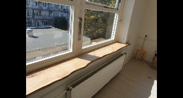 25 mm Eiken houten vensterbank ONBEHANDELD GOLVEND "Roar" 30 cm diep x 130 cm lang wandplank Colibri ptmd plank planken