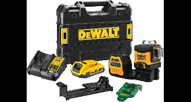 DeWalt DCE089D1G18 12V / 18V Li-ion accu zelfnivellerende 3x 360 graden kruislijnlaser set (1x 2.0Ah accu) in koffer - 3 lijnen - 30m - groen