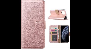 LuxeBass Boekhoesje geschikt voor iPhone 12 Mini - Roze gsm hoesje - telefoonhoes - telefoonhoesjes