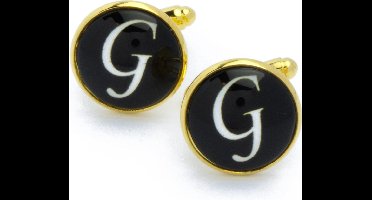 Manchetknopen - Letters Initialen Letter G Goud Zwart