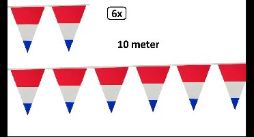 6x Vlaggenlijn rood/wit/blauw - Meerkleurig -Nederland EK voetbal versiering Holland