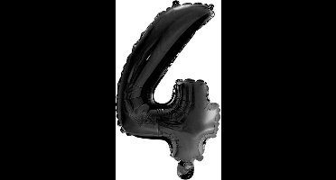 Folie Ballon Cijfer 4 zwart 41 cm