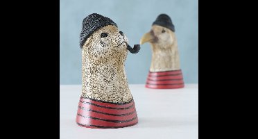 Zeehond - Beeld - 2 set - Meeuw - Gezellig - Ø8cm - h16cm- polyserin