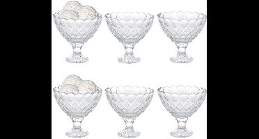 Excellent Houseware IJcoupes / dessert serveer schaaltjes op voet - set 6x stuks - glas - 200 ml - transparant