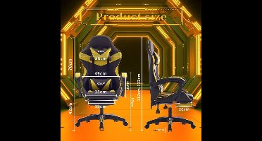 Gamingstoel – Gamestoel – Gaming Chair – Bureaustoel – Game Stoel – Ergonomisch – PU Leer – Verstelbare Rugleuning met Voetensteun – Lendensteun