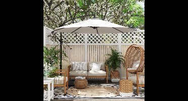 Knikparasol – Zonnescherm – Terrasparasol – Zweefparasol – Buitenparasol – Crèmekleur – Weerbestendig Stalen Frame – 3x3 Meter Schaduw