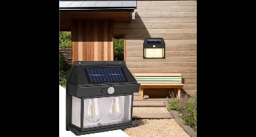2 stuks Solar wandlampen met dubbele lampen voor buiten, bewegingssensorlampen, waterdicht, solar verandaverlichting met 3 standen, voor tuin, terras, garage, voordeur