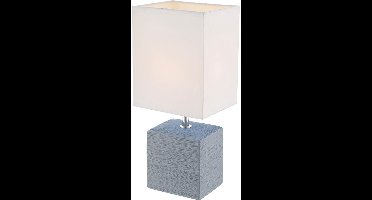 Decoratieve tafellamp keramiek grijs stoffen kap wit GERI